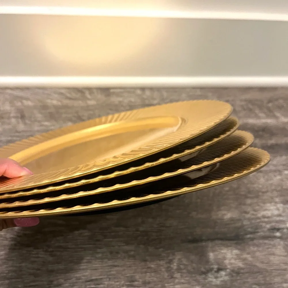 Lenox Gold Fluted Rim Charger Plates Set of 4 Metallic 13 Inch Dinner Decor